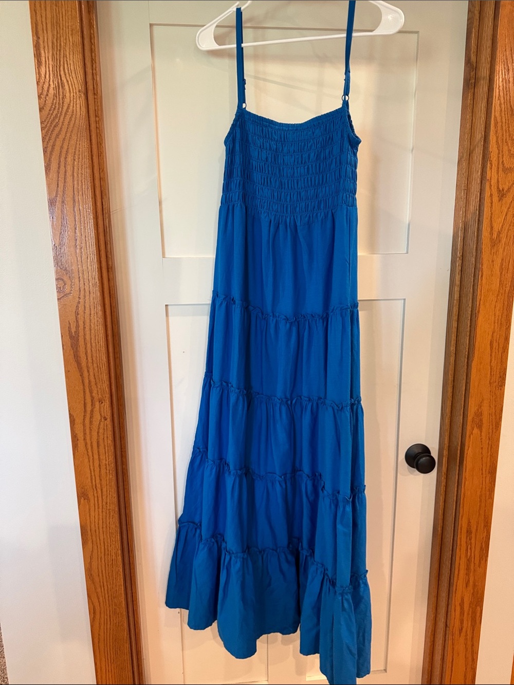 Zenana Outfitters Blue Maxi Dress with Smocked Bodice